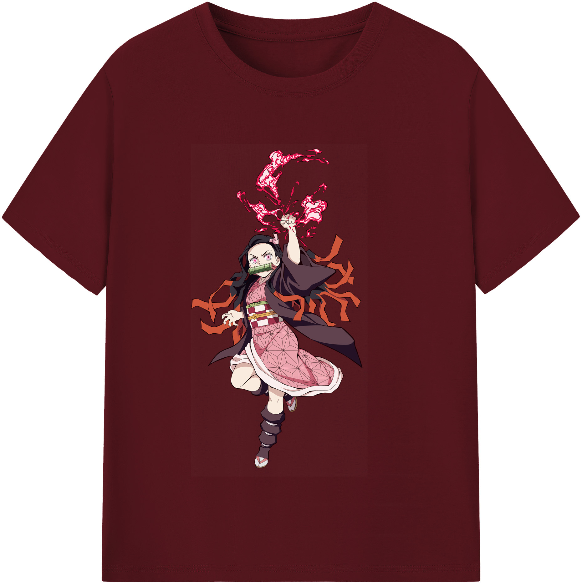 （画像用） 鬼滅の刃（きめつのやいば）竈門 禰󠄀豆子／かまど ねずこ Kamado Nezuko 綿100％半袖Tシャツ（フロントプリント）